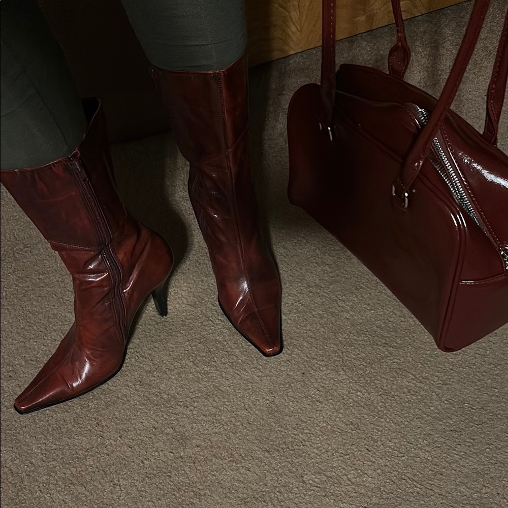 Red Leather Boots